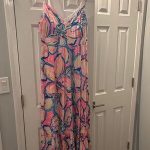 Lilly Pulitzer Pink and Blue Floral Maxi Dress